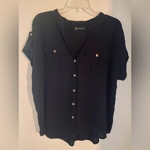 NY Collection Women's Black Button-Down Shirt